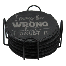Sarcastic 4 Inch Round Slate Coaster Set