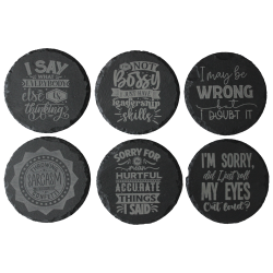 Sarcastic 4 Inch Round Slate Coaster Set