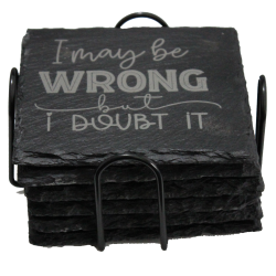 Sarcastic 4 Inch Square Slate Coaster Set
