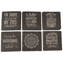 Sarcastic 4 Inch Square Slate Coaster Set