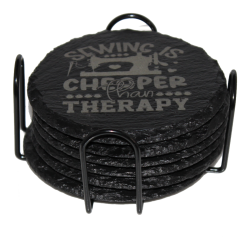 Sewing 4 Inch Round Slate Coaster Set