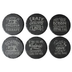 Sewing 4 Inch Round Slate Coaster Set