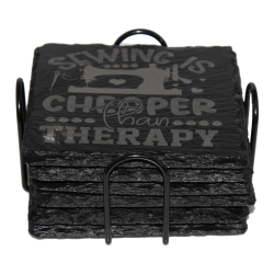 Sewing 4 Inch Square Slate Coaster Set