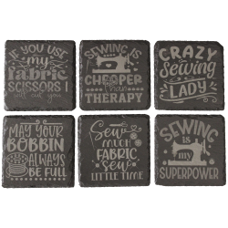 Sewing 4 Inch Square Slate Coaster Set Sewing 4 Inch Square Slate Coaster Set