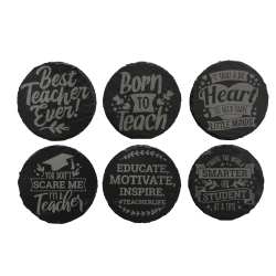 Teacher's Life 4 Inch Round Slate Coaster Set Teacher's Life 4 Inch Round Slate Coaster Set