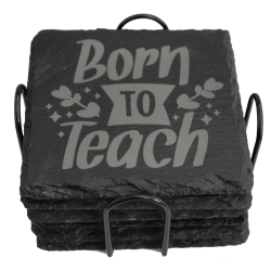 Teacher's Life 4 Inch Square Slate Coaster Set