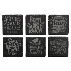Teacher's Life 4 Inch Square Slate Coaster Set Teacher's Life 4 Inch Square Slate Coaster Set