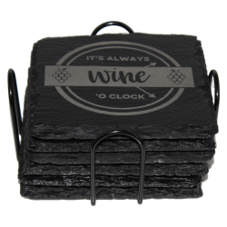 Wine 4 Inch Square Slate Coaster Set